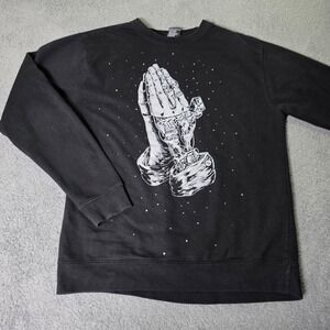 Upper Playground Mens M Sweatshirt Black Robotic Praying Hands Graphic Fifty24SF